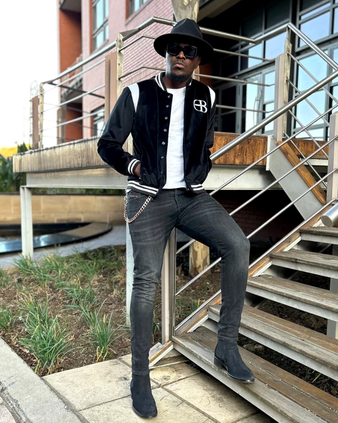 DOPEBOYS SS26 campaign, velvet varsity jacket